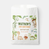 Sachets En Papier Aquarelle Cute Dinosaur Vert 3e anniversaire (Devant)