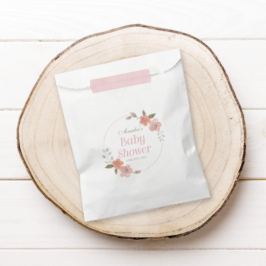 Sachets En Papier Aquarelle délicate Baby shower rose floral