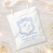 Sachets En Papier Aquarelle Designer Blue Monogram Crest Mariage (Coupé)