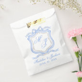 Sachets En Papier Aquarelle Designer Blue Monogram Crest Mariage (Scellé)