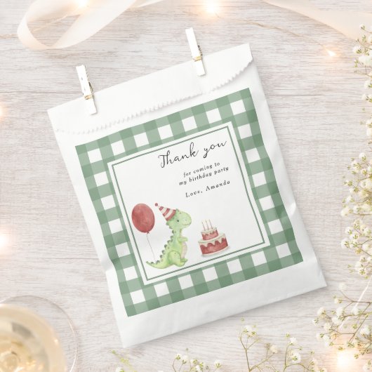 Sachets En Papier Aquarelle Dinosaur 1er anniversaire Merci (Coupé)