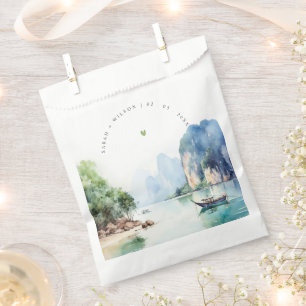 Sachets En Papier Aquarelle douce Côte Thaïlande Mariage marin