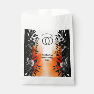 Sachets En Papier Aquarelle dramatique Mariage Floral Orange Noir