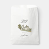 Sachets En Papier Aquarelle Eglise traditionnelle Monogramme Mariage (Devant)