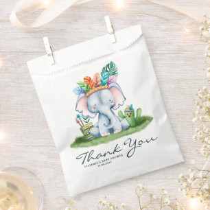 Sachets En Papier Aquarelle Éléphant tribal Merci d'anniversaire