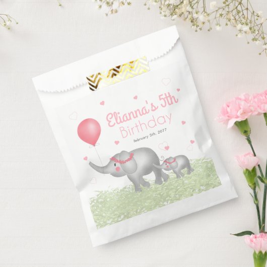 Sachets En Papier Aquarelle Eléphants Coeurs roses Anniversaire Fill (Scellé)