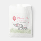 Sachets En Papier Aquarelle Eléphants Coeurs roses Anniversaire Fill (Devant)
