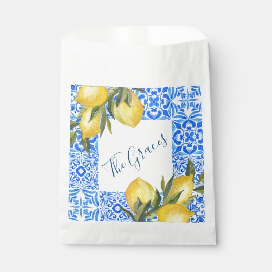 Sachets En Papier Aquarelle en mosaïque toscane avec citron (Devant)