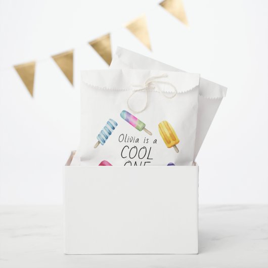 Sachets En Papier Aquarelle Été Popsicle Crème de glace Anniversaire (Fête)