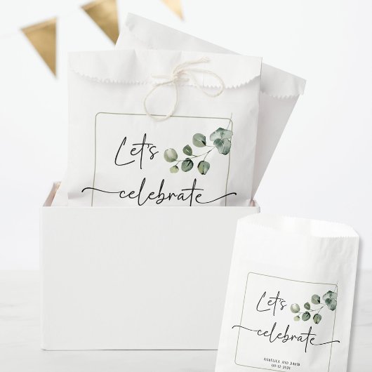 Sachets En Papier Aquarelle eucaluptus Fêtons la date du nom