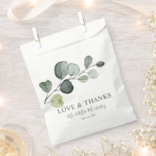 Sachets En Papier Aquarelle Eucalyptus Gold Splatter (Coupé)