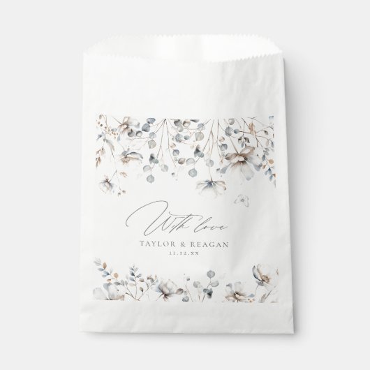 Sachets En Papier Aquarelle Fleur sauvage délicate avec Love ID1102 (Devant)