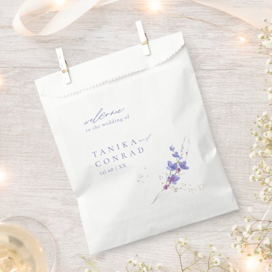 Sachets En Papier Aquarelle fleur sauvage Mariage Bienvenue Peri ID9 (Coupé)