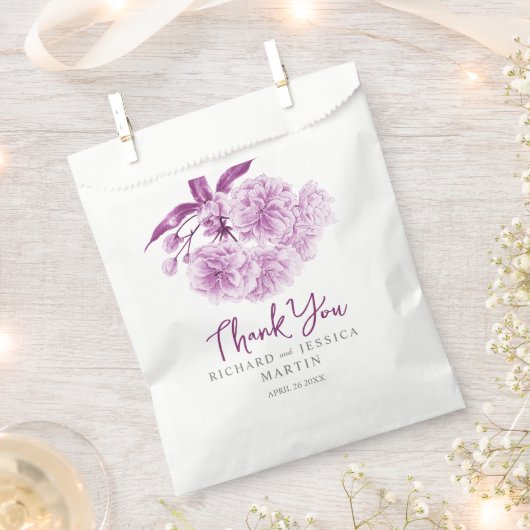 Sachets En Papier aquarelle fleurie mariage violet (Coupé)