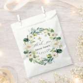 Sachets En Papier Aquarelle Fleurs blanches Wreath Cross Baptism (Coupé)
