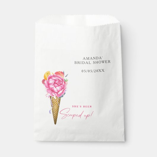 Sachets En Papier Aquarelle FLEURS CRÈME GLACE - douche nuptiale (Devant)