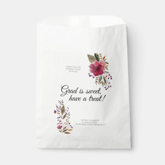 Sachets En Papier Aquarelle Fleurs Graduation Candy Favoriser Sac (Devant)