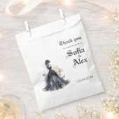 Sachets En Papier Aquarelle gothique mariage noir floral (Coupé)