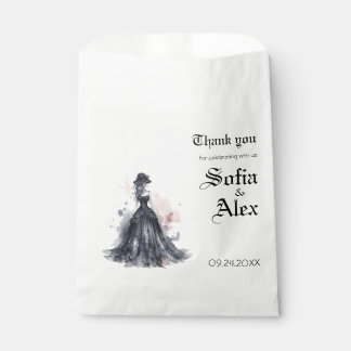 Sachets En Papier Aquarelle gothique mariage noir floral