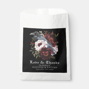 Sachets En Papier Aquarelle gothique romantique Corbeau Mariage flor