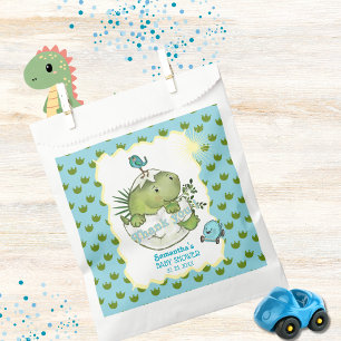 Sachets En Papier Aquarelle Hatching Dino Baby shower Goodie Sac