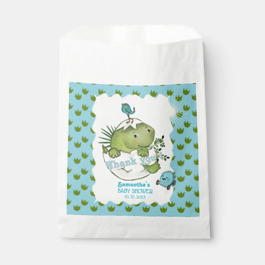 Sachets En Papier Aquarelle Hatching Dino Baby shower Goodie Sac (Devant)