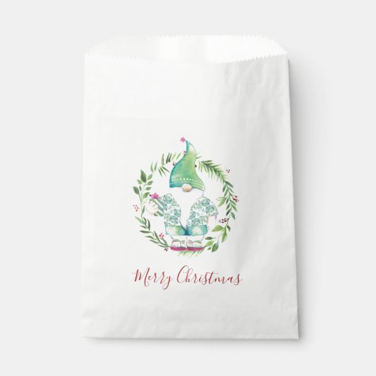 Sachets En Papier Aquarelle Joyeux Noël Gnome Bonbon Favoriser Sac (Devant)