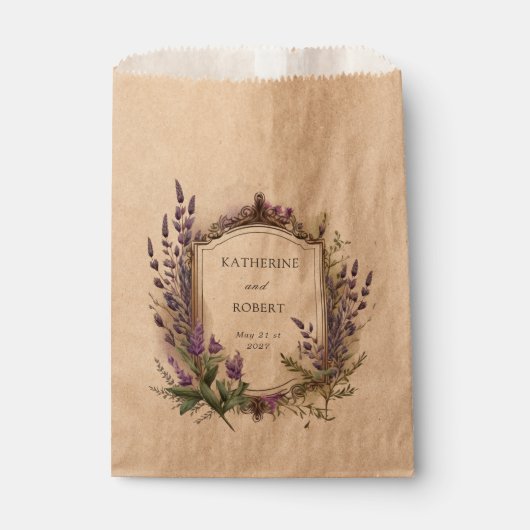 Sachets En Papier Aquarelle Lavande Regal Monogramme Mariage (Devant)