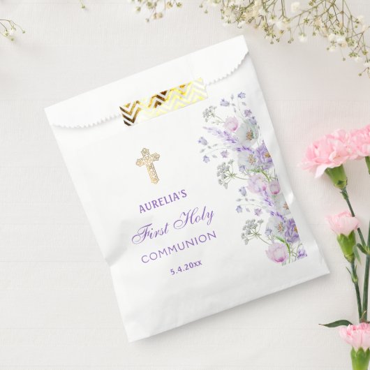 Sachets En Papier Aquarelle Lilac Fleurs Première communion (Scellé)