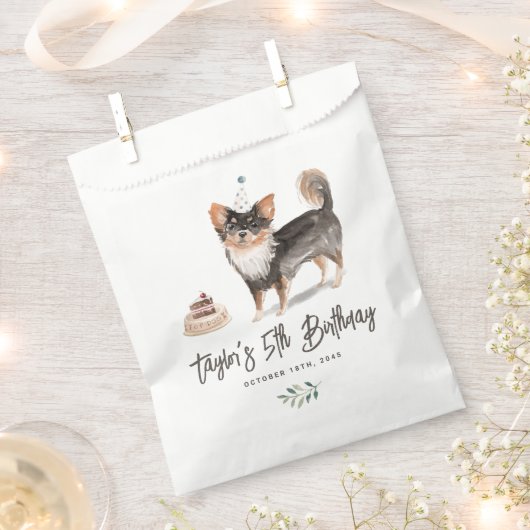 Sachets En Papier Aquarelle Long Haie Chihuahua Chig Anniversaire (Coupé)