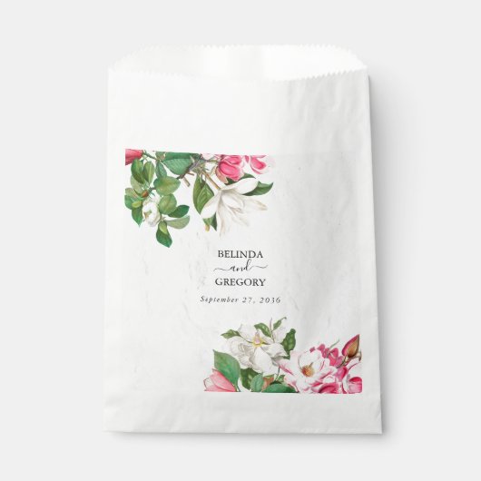 Sachets En Papier Aquarelle Magnolia Fleurs Mariage (Devant)