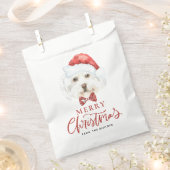 Sachets En Papier Aquarelle Maltese à Santa Hat Joyeux Noël (Coupé)