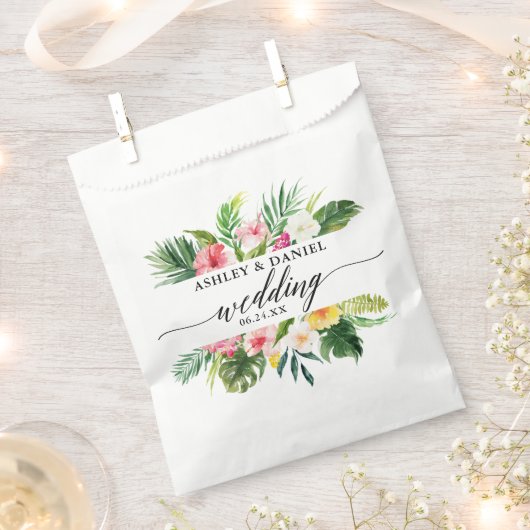 Sachets En Papier Aquarelle Mariage floral tropical (Coupé)
