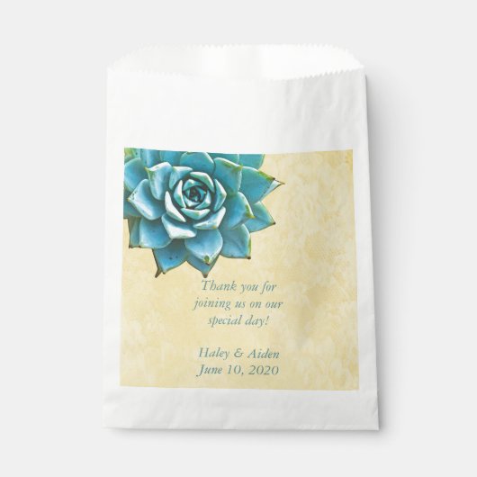 Sachets En Papier Aquarelle Mariage Succulente Dentelle jaune (Devant)