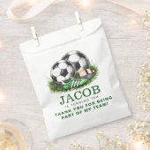 Sachets En Papier Aquarelle marine verte pour enfants de soccer (Coupé)