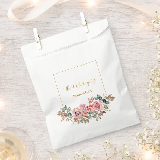 Sachets En Papier Aquarelle MARY Rose Vert Émeraude (Coupé)