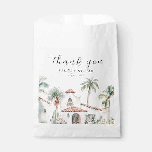 Sachets En Papier Aquarelle mexicaine Palm Tree Merci (Devant)