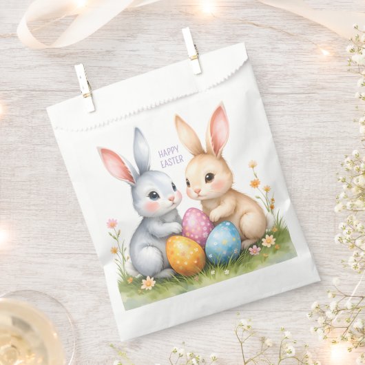 Sachets En Papier Aquarelle mignonne lapins de Pâques heureux Pâques (Coupé)