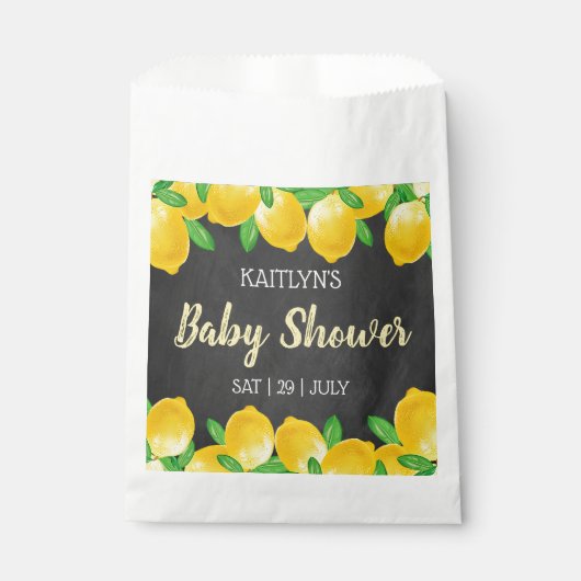 Sachets En Papier Aquarelle moderne Baby shower citronnier (Devant)