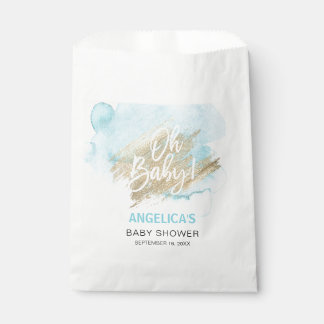 Sachets En Papier Aquarelle moderne Blue Gold Oh Baby shower