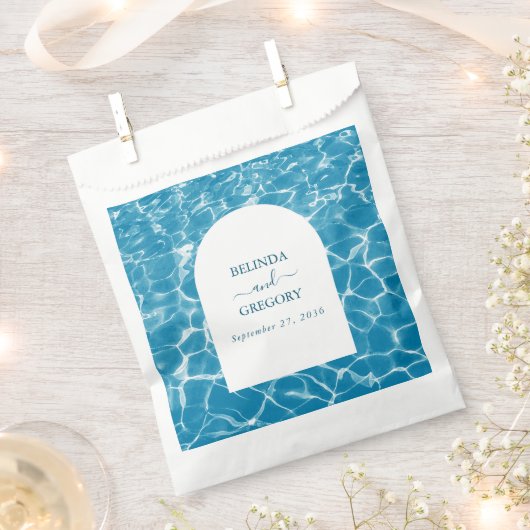 Sachets En Papier Aquarelle moderne Blue Ocean Beach Mariage (Coupé)