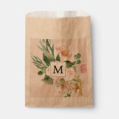 Sachets En Papier Aquarelle moderne Fleurs roses Monogrammes (Devant)