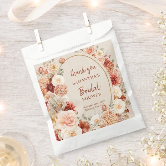 Sachets En Papier Aquarelle moderne terre cuite bordeaux floral (Coupé)