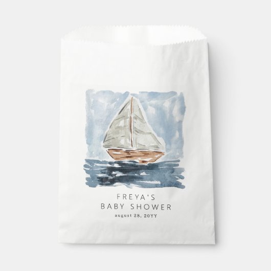 Sachets En Papier Aquarelle nautique Baby shower nautique personnali (Devant)