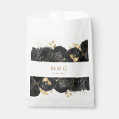 Sachets En Papier Aquarelle or noir Rose Monogramme Mariage (Devant)