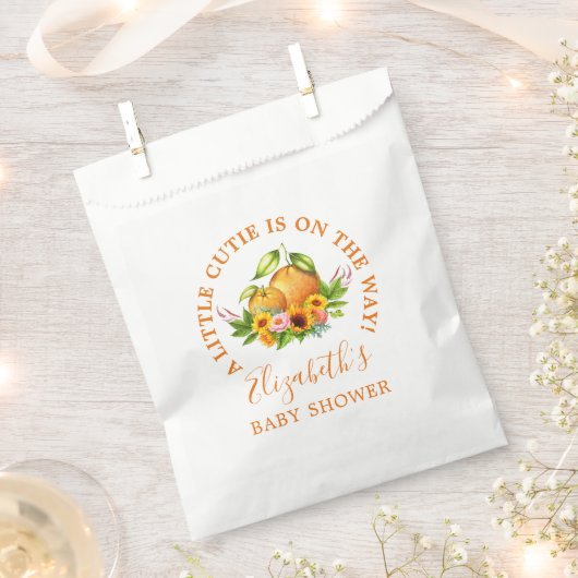 Sachets En Papier Aquarelle Oranges Floral Little Cutie Baby shower (Coupé)