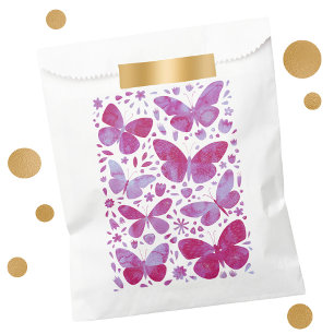 Sachets En Papier Aquarelle papillon Magenta Hot Pink