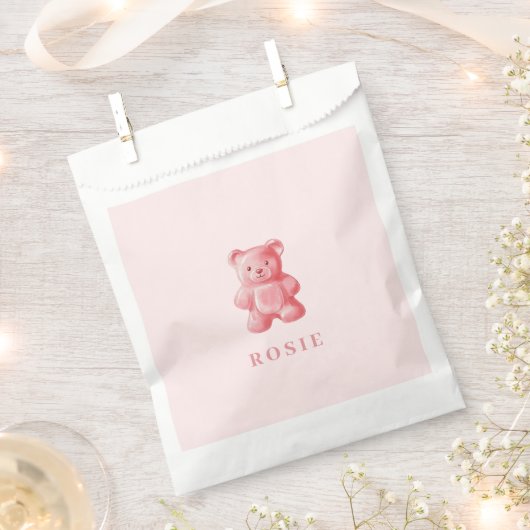 Sachets En Papier Aquarelle personnalisée Cute rose Gummy Ours (Coupé)