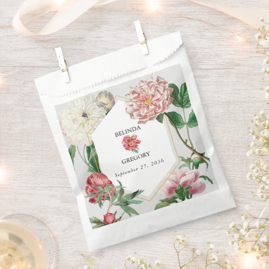 Sachets En Papier Aquarelle rose blanc pivoines Mariage (Coupé)