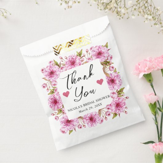Sachets En Papier Aquarelle rose cerisier Fête des mariées en fleurs (Scellé)